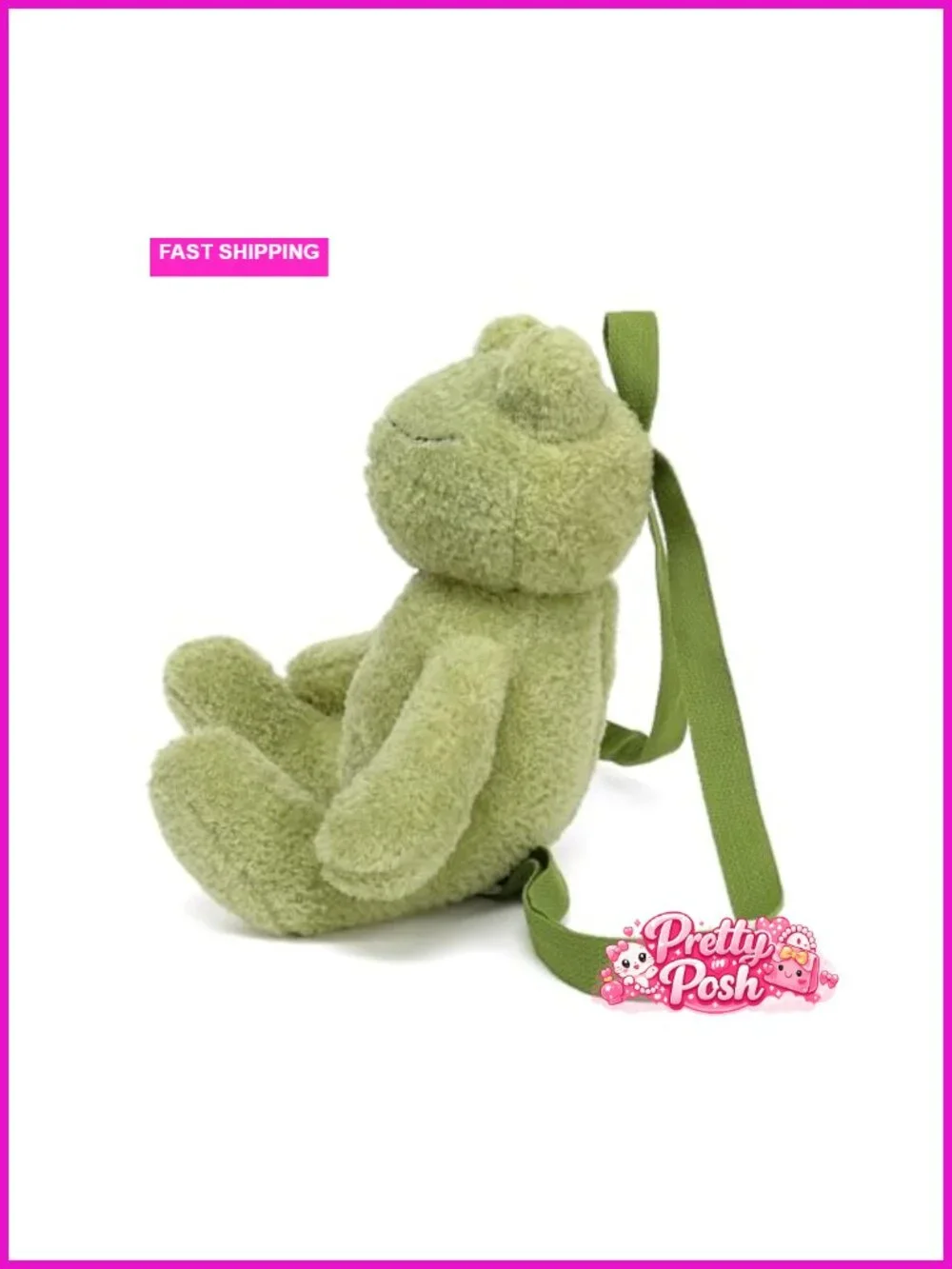 Cute Frog Stuffed Animal Plush Backpack Kawaii Fluffy Bag with Adjustable Strap